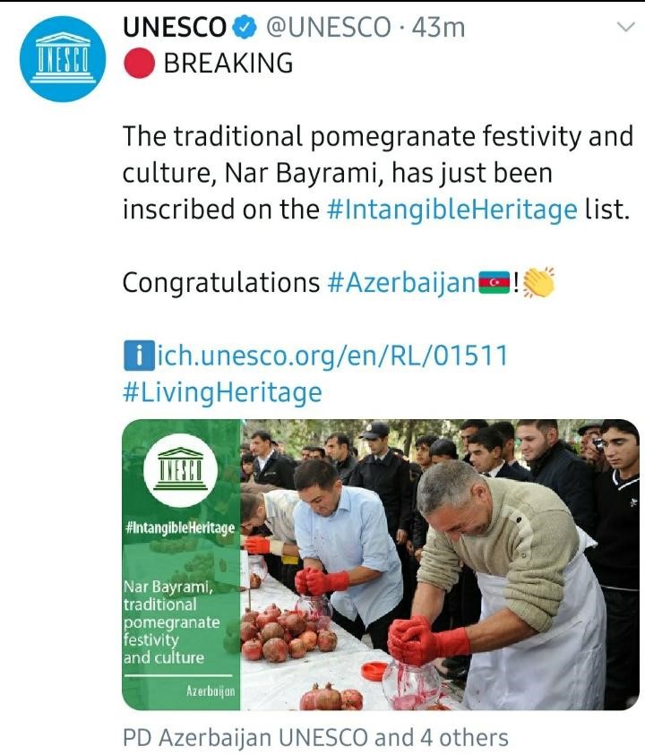 Азербайджанский Праздник граната включен в Список наследия ЮНЕСКО